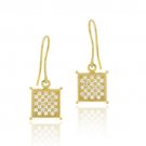 18K Gold over Sterling Silver CZ Micro Pave Square Dangle Earrings EG11668