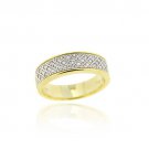 18K Gold over Sterling Silver CZ Micro Pave Two-Tone Band Ring Size 7 RT11677-7