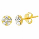 18K Gold over Sterling Silver CZ Mini Flower Stud Earrings EG9172