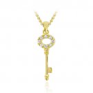 18K Gold over Sterling Silver CZ Mini Key Pendant Necklace PG11530