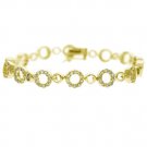 18k Gold over Sterling Silver CZ Open Circles Link Bracelet BG10751