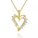 18K Gold over Sterling Silver CZ Open Heart Necklace 1270