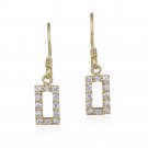 18K Gold over Sterling Silver CZ Open Rectangle Dangle Earrings EG10182