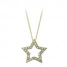 18K Gold over Sterling Silver CZ Open Star Necklace PG10776