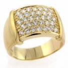 18K Gold over Sterling Silver CZ Pave Bold Mens Ring RG8102-11