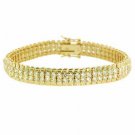 18K Gold over Sterling Silver CZ Two Row Tennis Bracelet BG4368