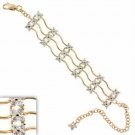 18K Gold over Sterling Silver CZ Wave Chain Link Bracelet BG8150