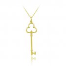 18K Gold over Sterling Silver Designer Inspired Clover Key Pendant PG11237