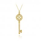 18K Gold over Sterling Silver Designer Inspired CZ Key Pendant PG11238