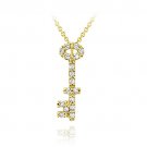 18K Gold over Sterling Silver Designer Inspired CZ Mini Key Slide Pendant PG11531