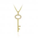 18K Gold over Sterling Silver Designer Inspired CZ Oval Key Pendant PG11555
