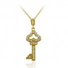18K Gold over Sterling Silver Designer-Inspired CZ Key Pendant PG11124