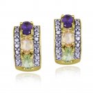 18k Gold over Sterling Silver Diamond Accent & Multi Gemstone Half Hoop Earrings EG8320M