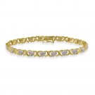 18K Gold over Sterling Silver Diamond Accent 'X' & Heart Bracelet 1080