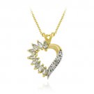 18K Gold over Sterling Silver Diamond Accent Blue Topaz Heart Necklace 2478