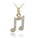 18K Gold over Sterling Silver Diamond Accent Music Note Necklace PG12378