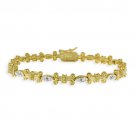 18K Gold over Sterling Silver Diamond Accent Open Scroll and Marquise Link Bracelet BG11251