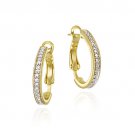 18K Gold Over Sterling Silver Diamond Accent Oval Half Hoop Earrings EG11519