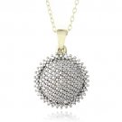 18K Gold over Sterling Silver Diamond Accent Puffed Circle Necklace PG13094