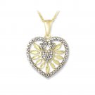 18K Gold over Sterling Silver Diamond Accent Sunburst Heart Necklace PG13181