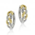 18K Gold over Sterling Silver Diamond Accent Two Tone Infinity Huggie Earrings ET11162