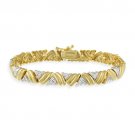 18K Gold over Sterling Silver Diamond Accent Two-Tone Large Triangle Link Bracelet BG11244