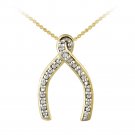 18K Gold over Sterling Silver Diamond Accent Wishbone Necklace PG12432