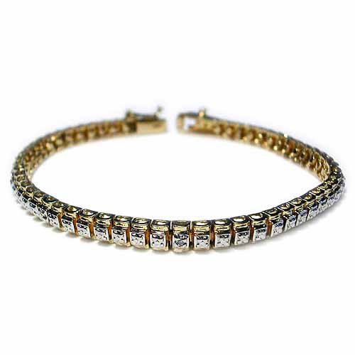 18K Gold over Sterling Silver Diamond Accents Tennis Bracelet 1074