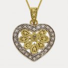 18K Gold over Sterling Silver Diamond Heart Pendant PT10481