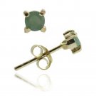 18K Gold over Sterling Silver Emerald 4mm Round Stud Earrings EG10095E