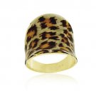 18k Gold Over Sterling Silver Enamel Leopard Print Ring RG11116M4-7