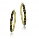 18k Gold Over Sterling Silver Enamel Tiger Pattern 40mm Hoop Earrings EG11113M7