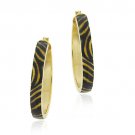 18k Gold Over Sterling Silver Enamel Tiger Print Hoop Earrings EG11112M7