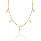 18K Gold over Sterling Silver Figaro Chain Monkey Charm Necklace NG9407