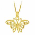 18K Gold over Sterling Silver Filigree Butterfly Pendant PG9066