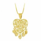 18K Gold over Sterling Silver Filigree Chandelier Heart Pendant PG9007