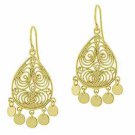 18K Gold over Sterling Silver Filigree Disc Chandelier Earrings EG9006