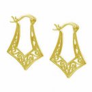 18K Gold over Sterling Silver Filigree Geometric Hoop Earrings EG9070