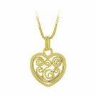 18K Gold over Sterling Silver Filigree Heart Pendant PG9008