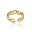 18K Gold Over Sterling Silver Filigree Open Hearts Toe Ring TRG4087