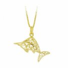 18K Gold over Sterling Silver Filigree Sword Fish Pendant PG9004