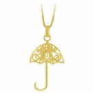 18K Gold over Sterling Silver Filigree Umbrella Pendant PG9067