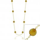 18K Gold over Sterling Silver Freshwater Cultured Champagne Coin Pearl Chain Necklace NG9533M2
