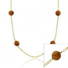 18K Gold over Sterling Silver Freshwater Cultured Copper Coin Pearl Chain Necklace, 30 inch NG9759M2