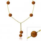 18K Gold over Sterling Silver Freshwater Cultured Copper Coin Pearl Lariat Necklace NG9761M2