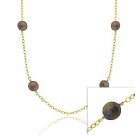 18K Gold over Sterling Silver Freshwater Cultured Green Coin Pearl Chain Necklace, 30 inch NG9759M3