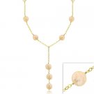18K Gold over Sterling Silver Freshwater Cultured Peach Coin Pearl Y Necklace NG9758FPCH