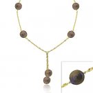 18K Gold over Sterling Silver Freshwater Cultured Peacock Coin Pearl Lariat Necklace NG9761M3