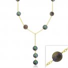 18K Gold over Sterling Silver Freshwater Cultured Peacock Coin Pearl Y Necklace NG9758M3