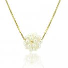 18K Gold over Sterling Silver Freshwater Cultured Pearl Cluster Slide Pendant NG9771